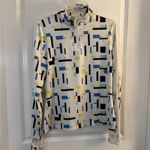 Jack Smith Geometric Print Quarter-Zip Long Sleeve Athletic Top Sz M
